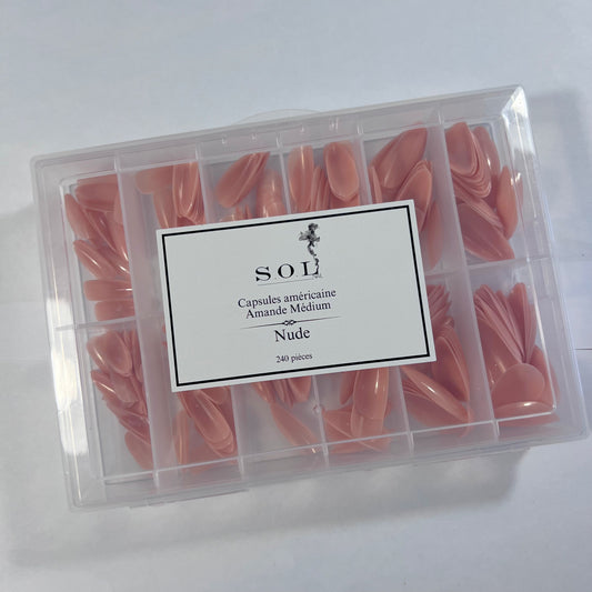 💅 Capsules Américaines - Amandes Medium Nude (240 pièces)  Base ultra fine – Pose express – Finition naturelle