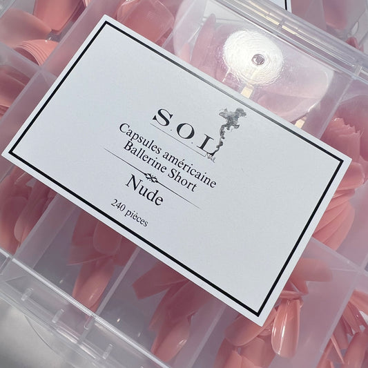 💅 Capsules Américaines - Ballerine Short Nude (240 pièces)  Base ultra fine – Pose express – Finition naturelle