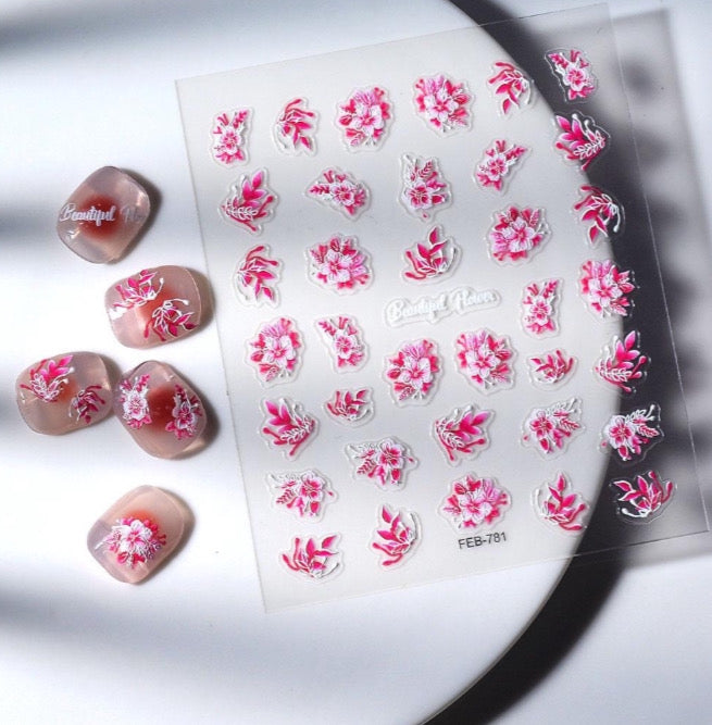 DESTOKAGE 🚨 Stickers relief PINK FLOWERS