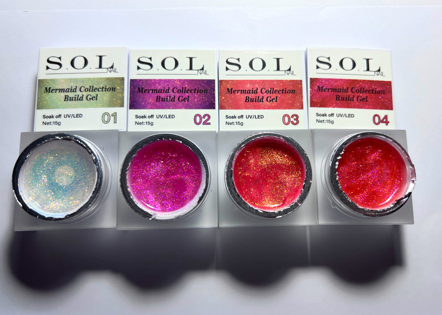 Gels de construction Mermaid Collection 12 couleurs en pot de 15ml