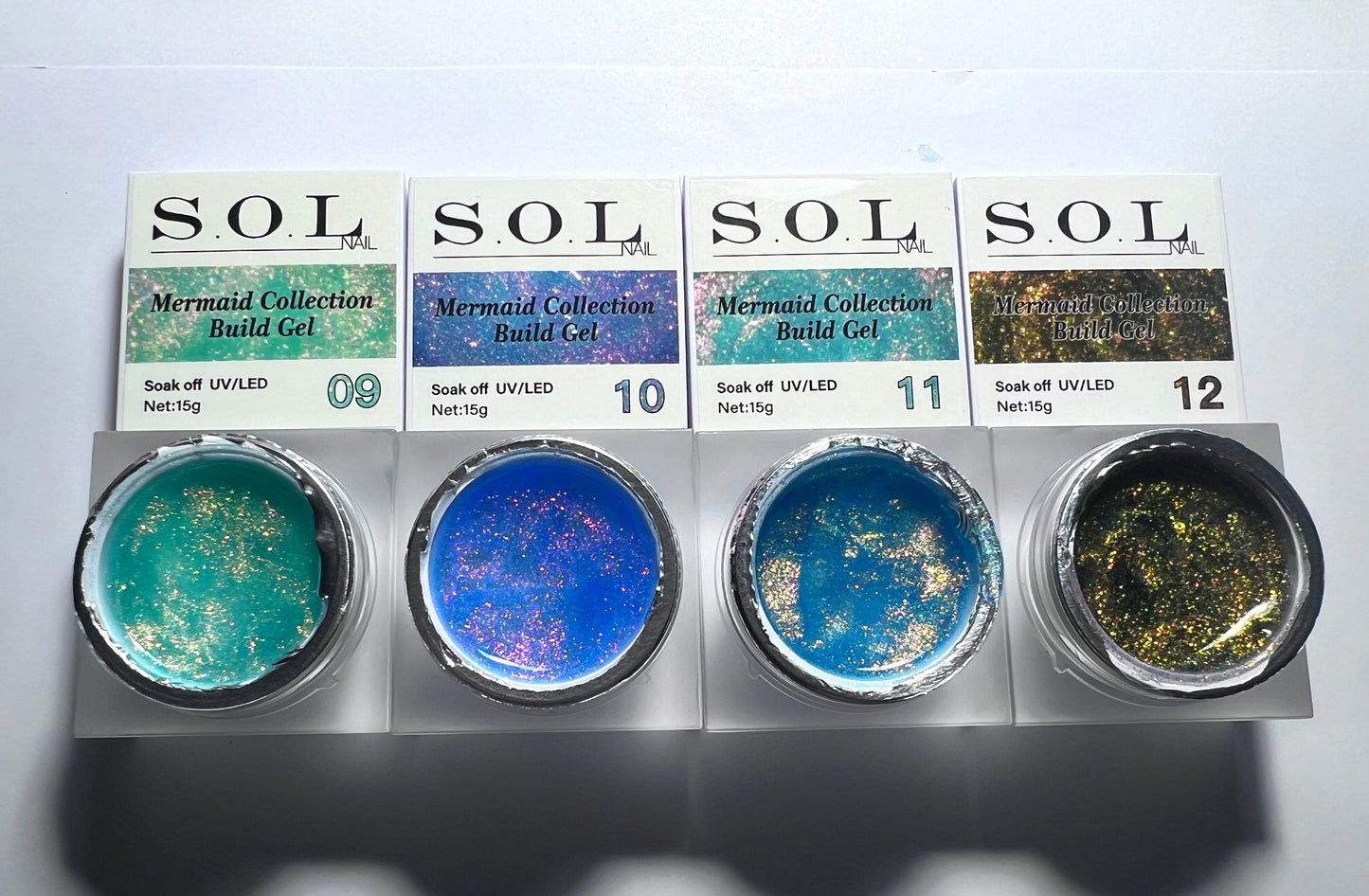 Gels de construction Mermaid Collection 12 couleurs en pot de 15ml