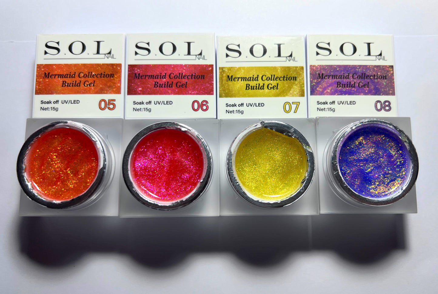 Gels de construction Mermaid Collection 12 couleurs en pot de 15ml